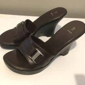 Bakers brown leather wedge heel